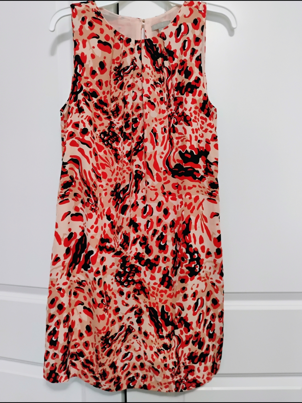 H&M Pink, Red and Black Printed Sleeveless Shift Dress